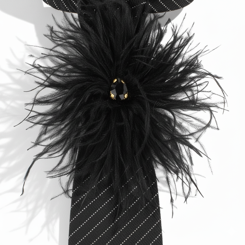 FLOWER TIE - GLITTER PLUME