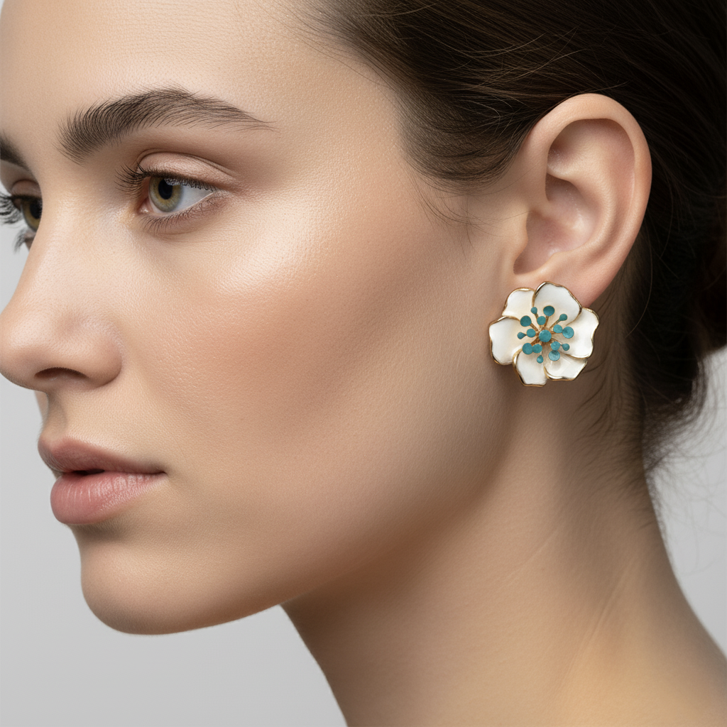 ORECCHINI GREEN CREAM FLOWER