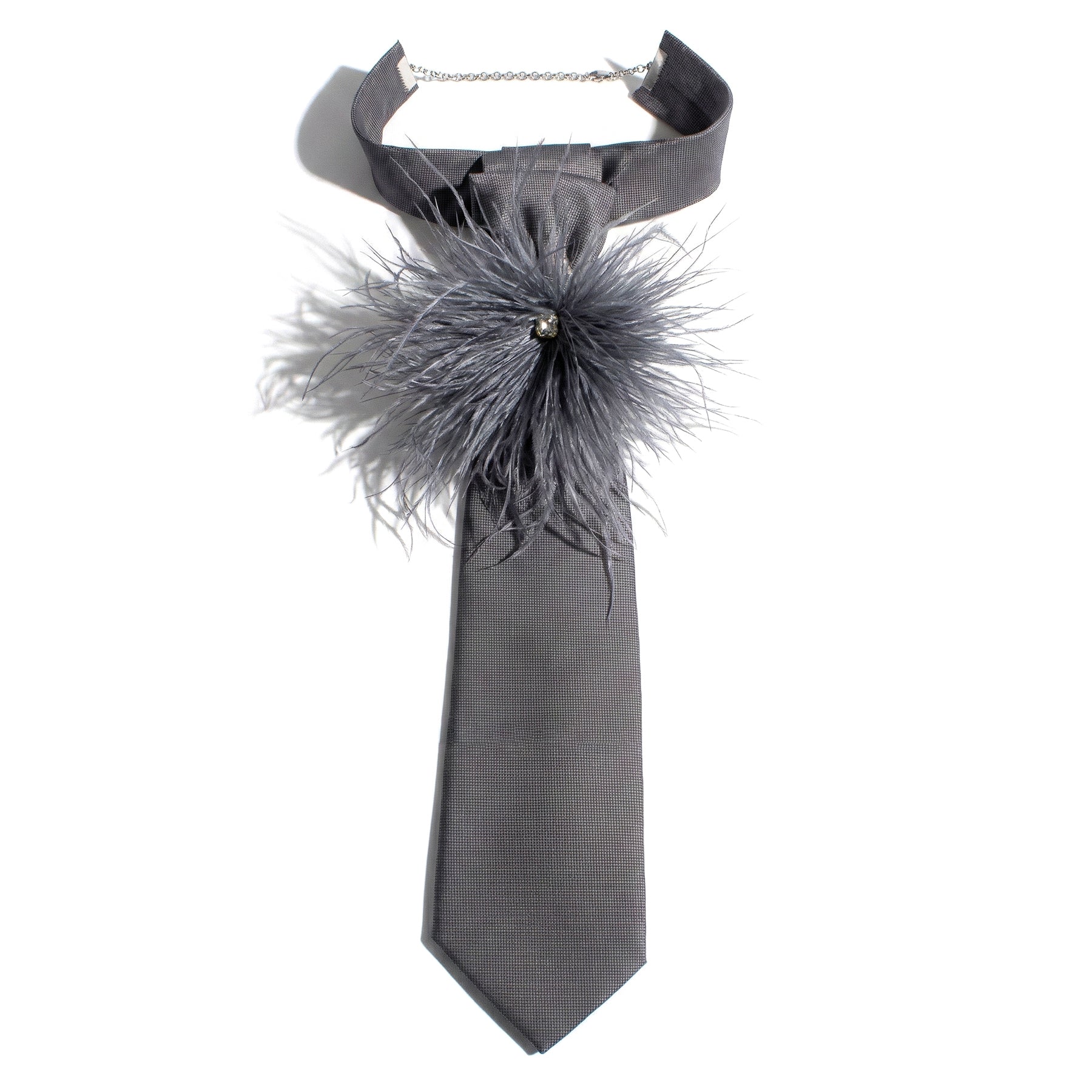 FLOWER TIE - GREY PLUME