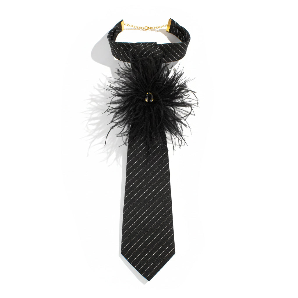 FLOWER TIE - GLITTER PLUME