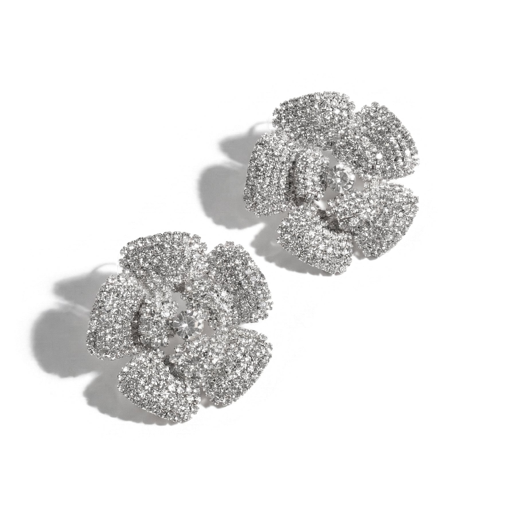 ORECCHINI STRASS FLOWER SILVER
