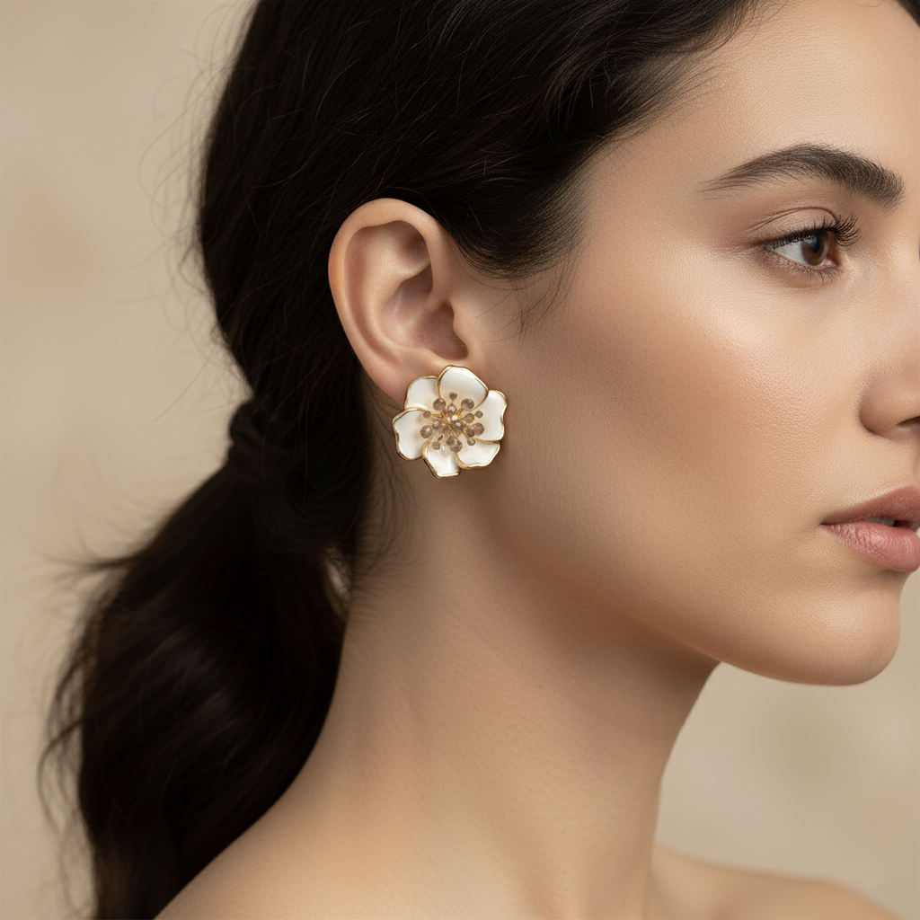 ORECCHINI BEIGE CREAM FLOWER