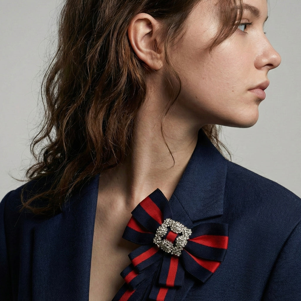 SPILLA BLUE BOW BROOCH