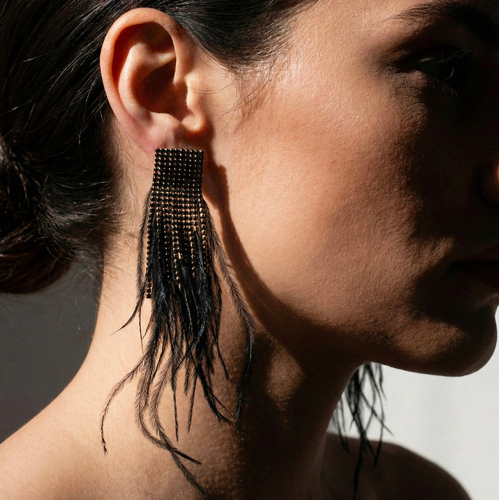 ORECCHINI BLACK PLUME