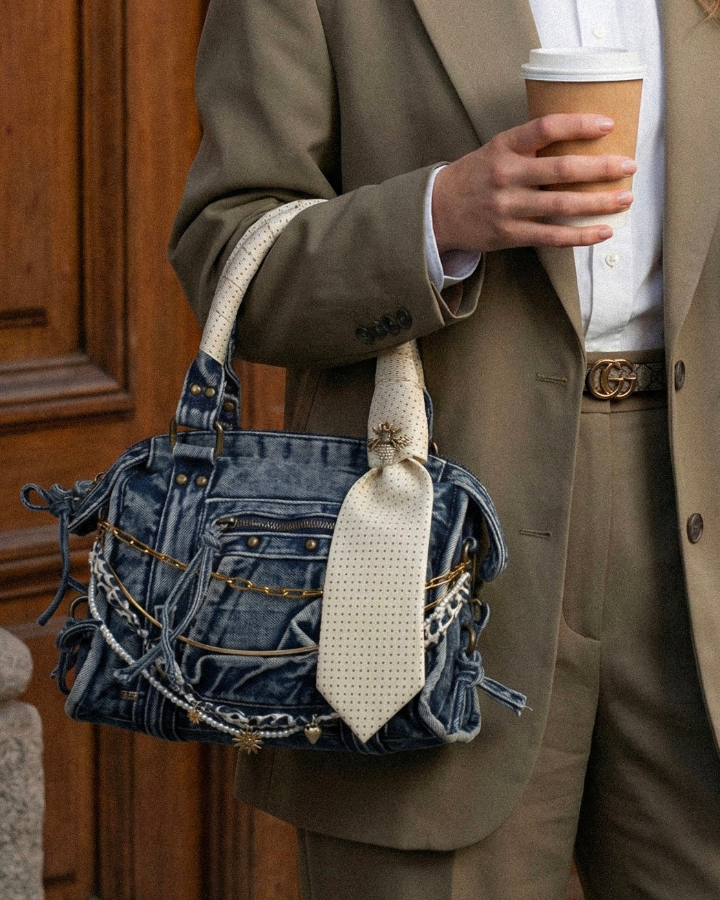 DENIM BAG - GOLD BEE