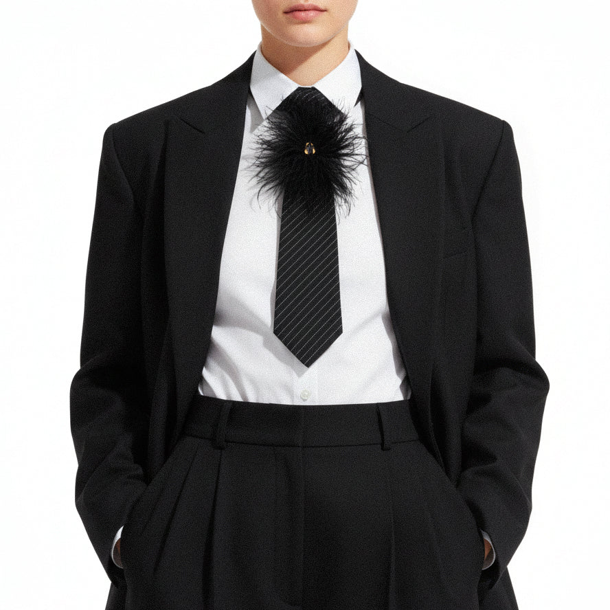 FLOWER TIE - GLITTER PLUME